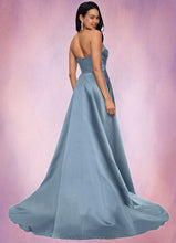 Load image into Gallery viewer, Madison Ball-Gown/Princess V-Neck Sweep Train Satin Prom Dresses HDOP0022191