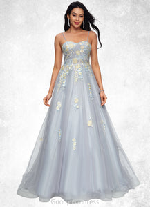 Roberta Ball-Gown/Princess Sweetheart Sweep Train Tulle Prom Dresses With Pleated HDOP0022192