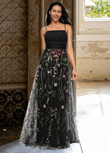 Load image into Gallery viewer, Charlie A-line Straight Floor-Length Tulle Prom Dresses With Beading HDOP0022194