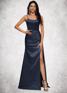Kristen Sheath/Column Scoop Floor-Length Satin Prom Dresses HDOP0022196