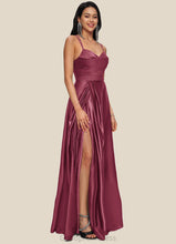 Load image into Gallery viewer, Asia A-line V-Neck Floor-Length Satin Prom Dresses HDOP0022197