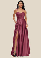 Load image into Gallery viewer, Asia A-line V-Neck Floor-Length Satin Prom Dresses HDOP0022197