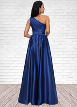 Load image into Gallery viewer, Sharon Ball-Gown/Princess One Shoulder Floor-Length Satin Prom Dresses HDOP0022201