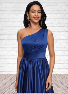 Sharon Ball-Gown/Princess One Shoulder Floor-Length Satin Prom Dresses HDOP0022201