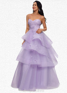 Ann Ball-Gown/Princess Sweetheart Floor-Length Tulle Prom Dresses With Beading Sequins HDOP0022204