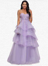 Load image into Gallery viewer, Ann Ball-Gown/Princess Sweetheart Floor-Length Tulle Prom Dresses With Beading Sequins HDOP0022204