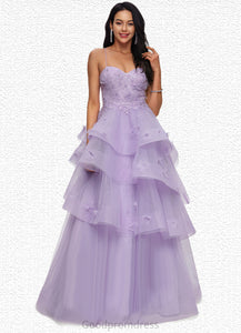 Ann Ball-Gown/Princess Sweetheart Floor-Length Tulle Prom Dresses With Beading Sequins HDOP0022204