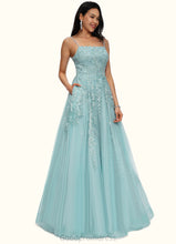 Load image into Gallery viewer, Rosa Ball-Gown/Princess Straight Floor-Length Tulle Prom Dresses With Appliques Lace Sequins HDOP0022206