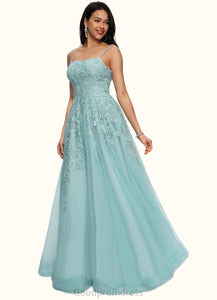 Rosa Ball-Gown/Princess Straight Floor-Length Tulle Prom Dresses With Appliques Lace Sequins HDOP0022206