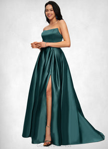 Miranda Ball-Gown/Princess Sweep Train Satin Prom Dresses HDOP0022207