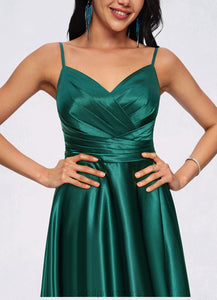 Deanna A-line V-Neck Floor-Length Stretch Satin Prom Dresses HDOP0022211