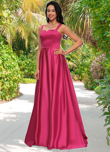 Melina Ball-Gown/Princess V-Neck Sweep Train Satin Prom Dresses HDOP0022215