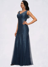 Load image into Gallery viewer, Aubrie Sheath/Column V-Neck Floor-Length Sequin Prom Dresses HDOP0022218
