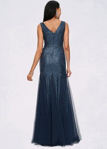 Aubrie Sheath/Column V-Neck Floor-Length Sequin Prom Dresses HDOP0022218