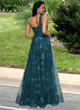 Load image into Gallery viewer, Harley A-line Asymmetrical Floor-Length Lace Prom Dresses With Sequins HDOP0022219