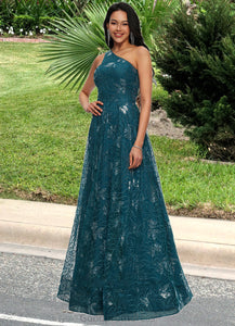 Harley A-line Asymmetrical Floor-Length Lace Prom Dresses With Sequins HDOP0022219