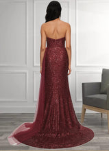 Load image into Gallery viewer, Nathalia Trumpet/Mermaid V-Neck Sweep Train Sequin Prom Dresses HDOP0022227