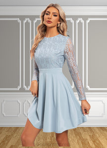 Britney Embroidered Scoop Elegant A-line Lace Mini Dresses HDOP0022306