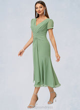 Load image into Gallery viewer, Arely Trumpet/Mermaid V-Neck Tea-Length Chiffon Cocktail Dress With Pleated HDOP0022315