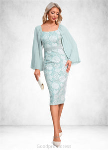 Audrina Jacquard Square Elegant Sheath/Column Polyester Midi Dresses HDOP0022348