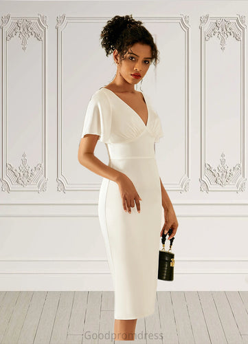 Alivia V-Neck Elegant Bodycon Cotton Blends Midi Dresses HDOP0022356