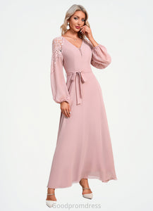 Kianna V-Neck Elegant A-line Chiffon Dresses HDOP0022360