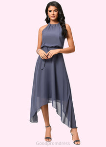 Gisselle A-line Scoop Ankle-Length Chiffon Cocktail Dress With Ruffle HDOP0022361