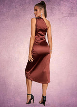 Load image into Gallery viewer, Louise Ruffle One Shoulder Elegant Sheath/Column Satin Midi Dresses HDOP0022363