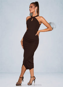 Aniyah Sequins High Neck Sexy Sheath/Column Polyester Midi Dresses HDOP0022364