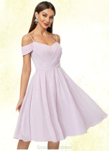 Load image into Gallery viewer, Camryn A-line V-Neck Knee-Length Chiffon Cocktail Dress With Pleated HDOP0022367