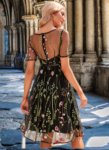 Skyla Embroidered Scoop Illusion Elegant A-line Tulle Midi Mini Dresses HDOP0022371