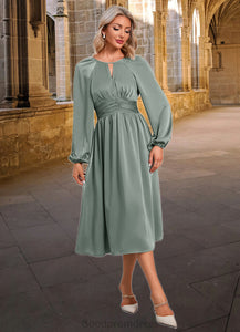 Sierra Ruffle Scoop Elegant A-line Satin Dresses HDOP0022375