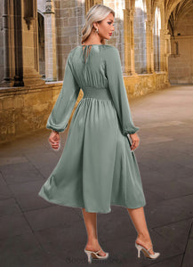 Sierra Ruffle Scoop Elegant A-line Satin Dresses HDOP0022375