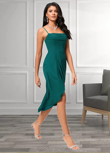 Peyton Sheath/Column Square Asymmetrical Chiffon Cocktail Dress With Pleated HDOP0022389