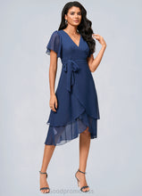 Load image into Gallery viewer, Lynn A-line V-Neck Asymmetrical Chiffon Cocktail Dress With Ruffle HDOP0022398