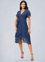 Load image into Gallery viewer, Lynn A-line V-Neck Asymmetrical Chiffon Cocktail Dress With Ruffle HDOP0022398