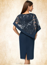 Load image into Gallery viewer, Hedda Sheath/Column Scoop Knee-Length Chiffon Lace Cocktail Dress With Sequins HDOP0022399