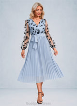 Load image into Gallery viewer, Natasha Flower Pleated V-Neck Elegant A-line Chiffon Midi Dresses HDOP0022402