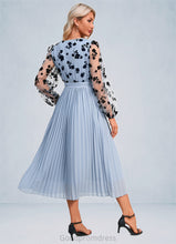 Load image into Gallery viewer, Natasha Flower Pleated V-Neck Elegant A-line Chiffon Midi Dresses HDOP0022402
