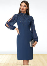 Load image into Gallery viewer, Dominique Sheath/Column High Neck Knee-Length Chiffon Cocktail Dress With Appliques Lace Sequins HDOP0022408
