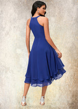 Load image into Gallery viewer, Maia A-line Scoop Asymmetrical Chiffon Cocktail Dress With Pleated HDOP0022410