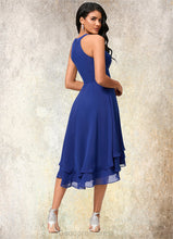 Load image into Gallery viewer, Maia A-line Scoop Asymmetrical Chiffon Cocktail Dress With Pleated HDOP0022410