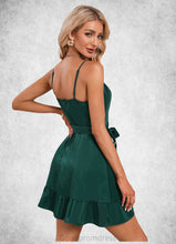Load image into Gallery viewer, Genevieve Appliques Lace Halter Elegant A-line Satin Mini Dresses HDOP0022413