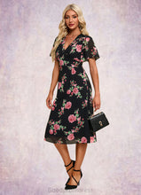 Load image into Gallery viewer, Jasmin Floral Print V-Neck Elegant A-line Chiffon Midi Dresses HDOP0022424