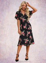Load image into Gallery viewer, Jasmin Floral Print V-Neck Elegant A-line Chiffon Midi Dresses HDOP0022424