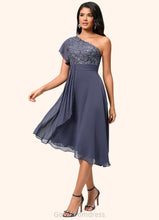 Load image into Gallery viewer, Tanya A-line One Shoulder Tea-Length Chiffon Cocktail Dress With Ruffle HDOP0022428