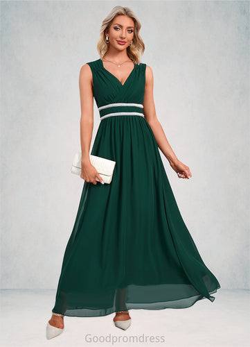 Dana Beading Ruffle V-Neck Elegant A-line Chiffon Maxi Dresses HDOP0022431