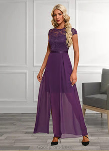 Carmen Illusion Elegant A-line Chiffon Lace Maxi Dresses HDOP0022451