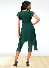 Load image into Gallery viewer, Everly A-line V-Neck Asymmetrical Chiffon Cocktail Dress With Ruffle HDOP0022459