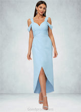 Load image into Gallery viewer, Hope Sheath/Column Cold Shoulder Asymmetrical Chiffon Cocktail Dress With Ruffle HDOP0022462
